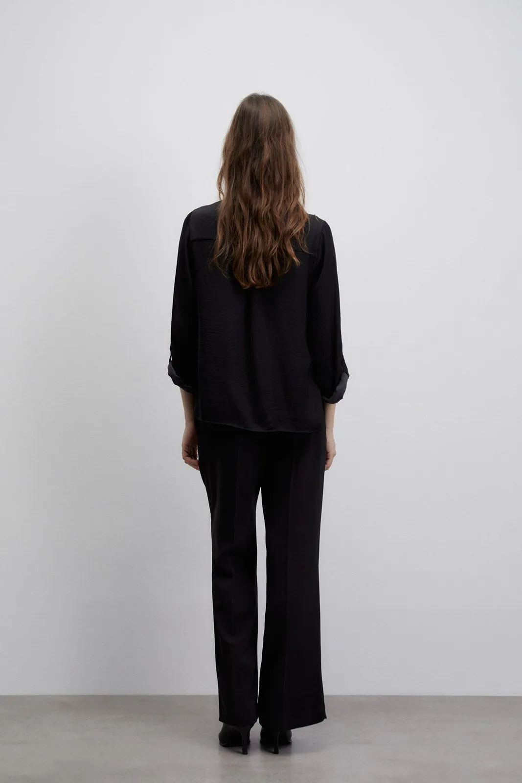 Buttons loose-fit blouse - Black