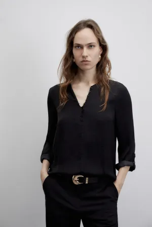 Buttons loose-fit blouse - Black