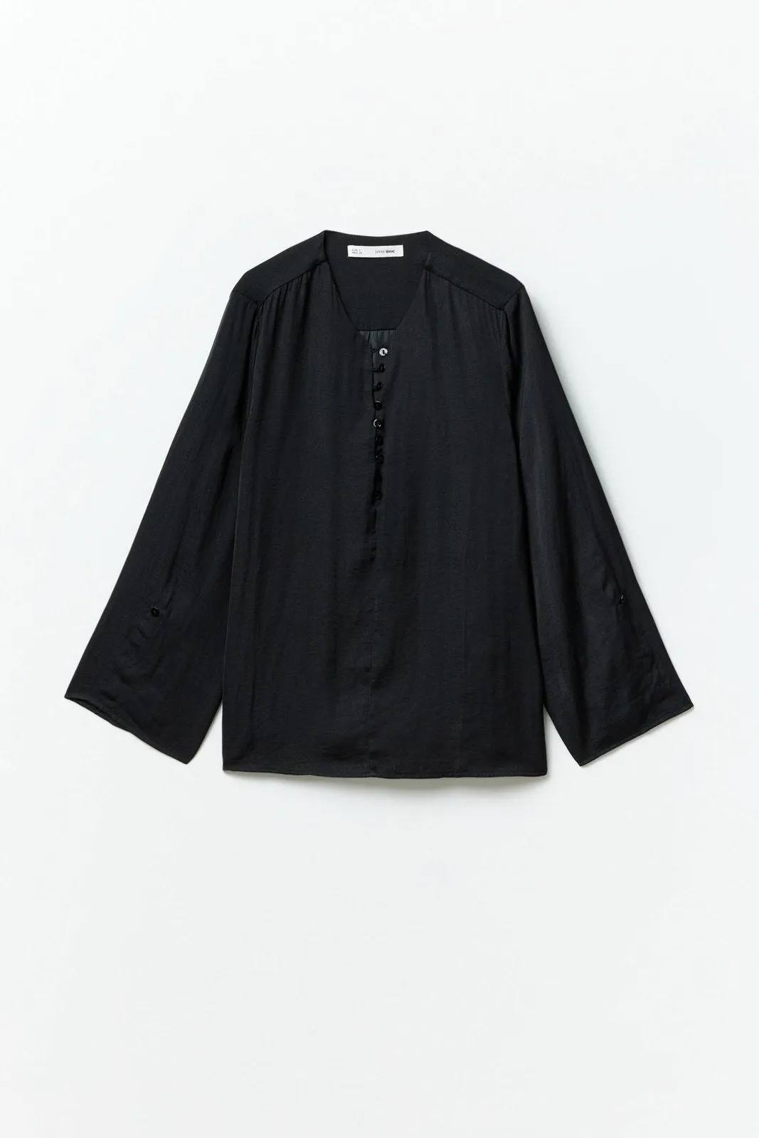 Buttons loose-fit blouse - Black
