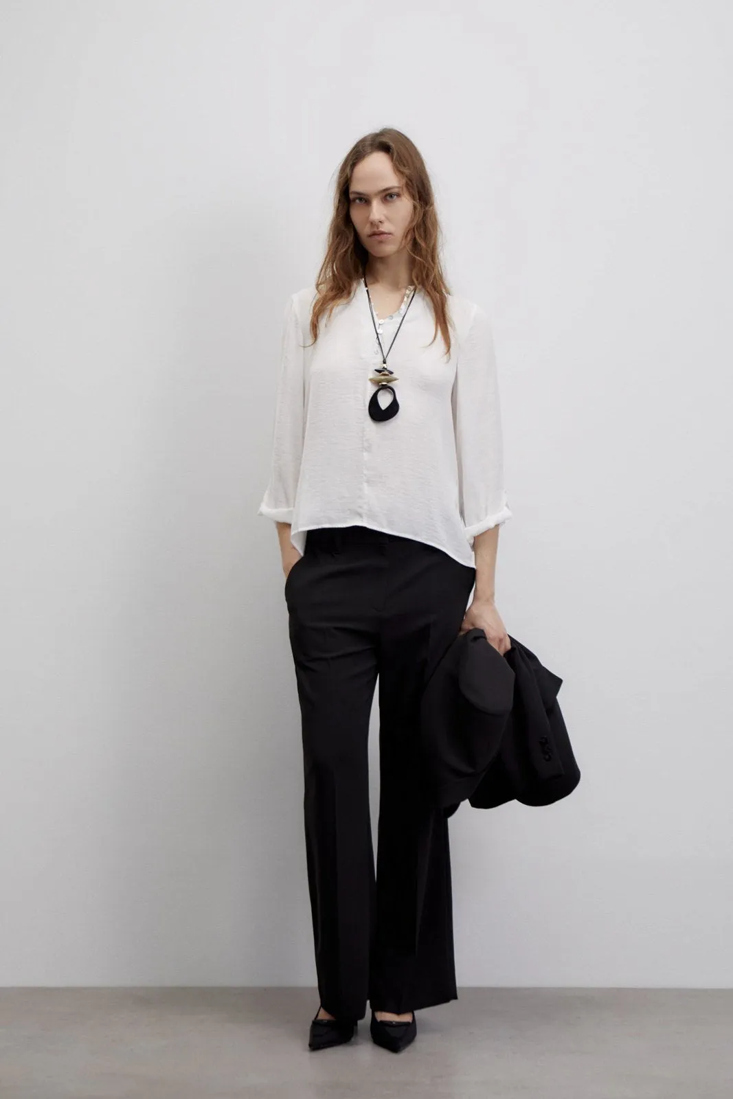 Buttons loose-fit blouse - White