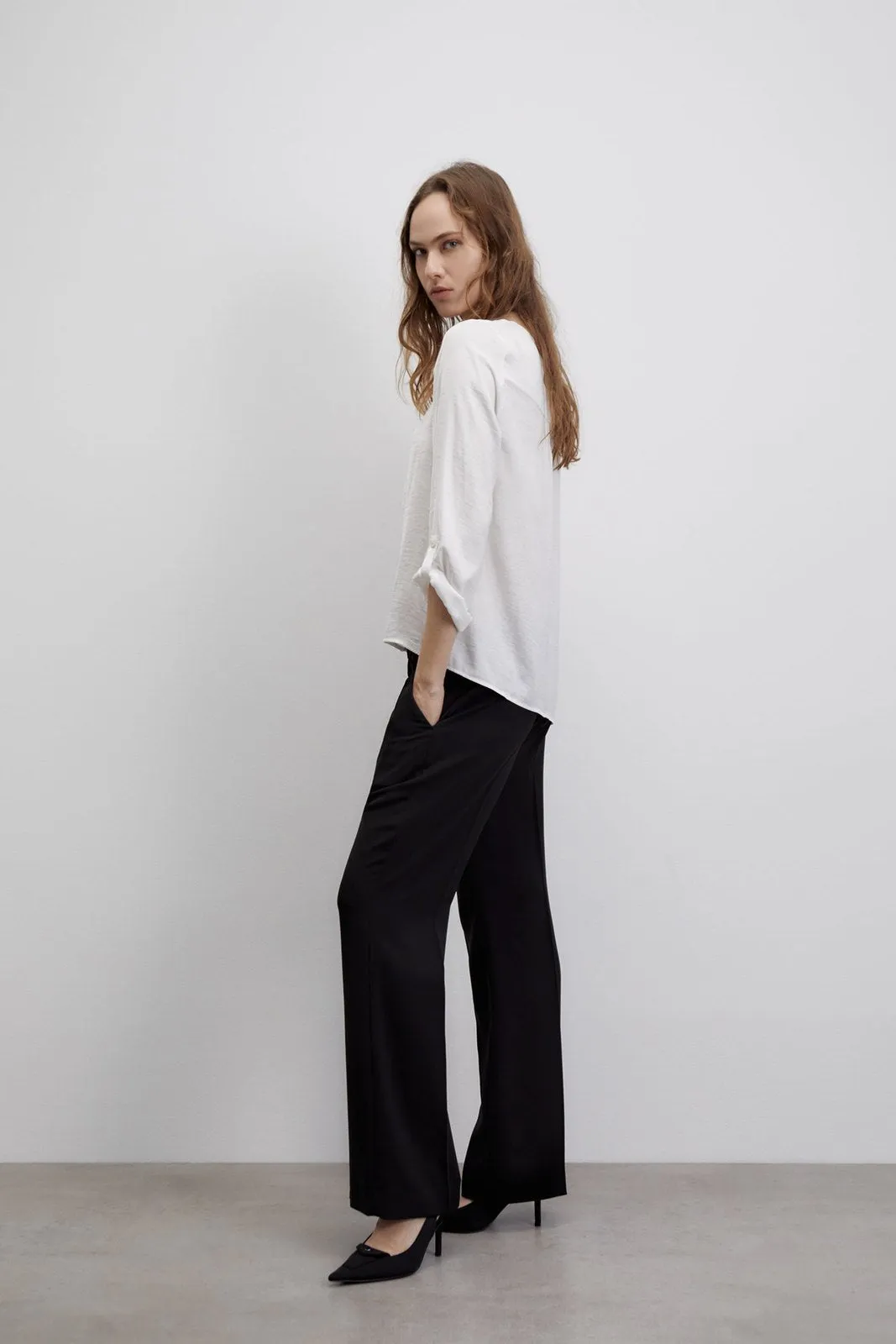 Buttons loose-fit blouse - White