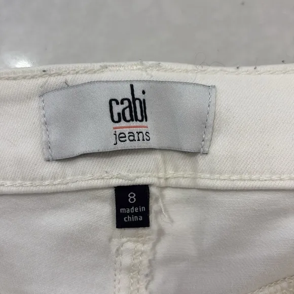 Cabi white Tomboy cutoff shorts
