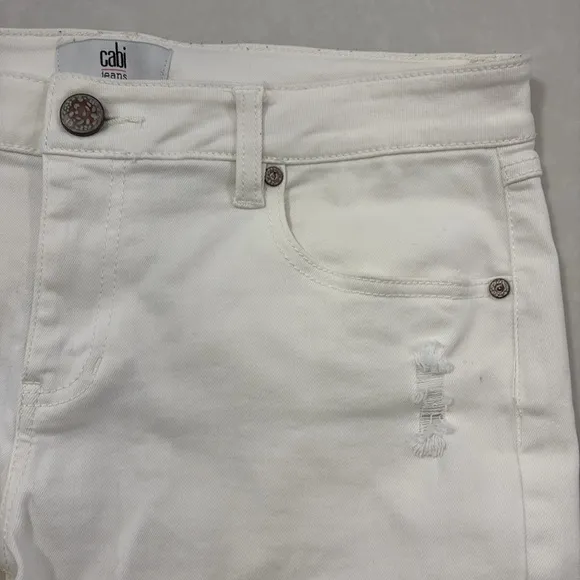 Cabi white Tomboy cutoff shorts