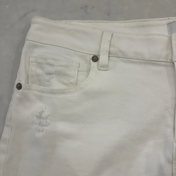 Cabi white Tomboy cutoff shorts