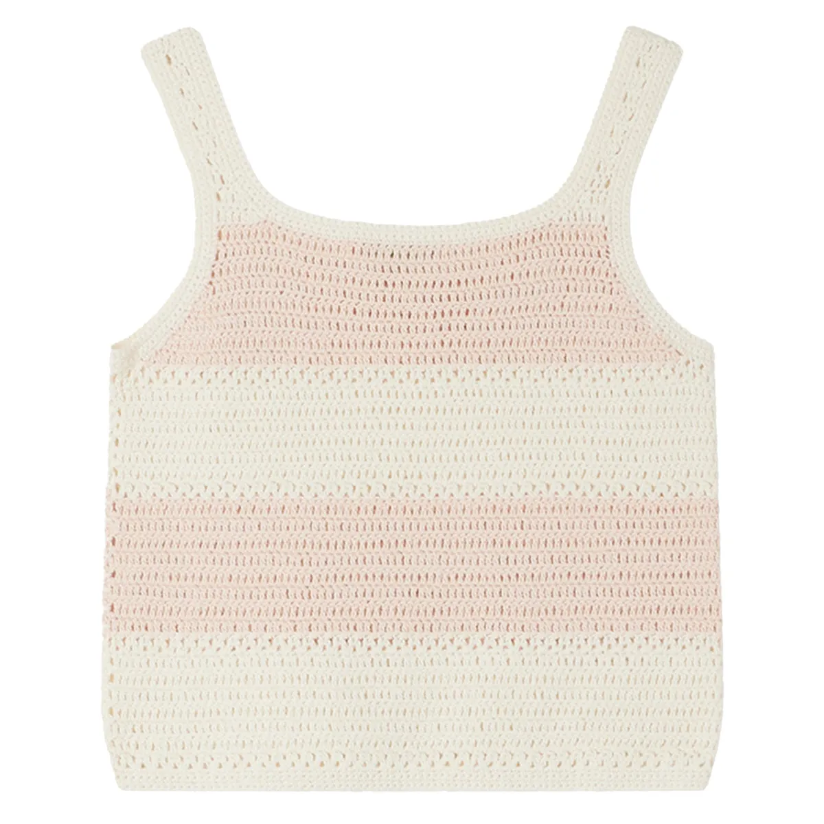 Cap Pink Striped Crochet Tank Top