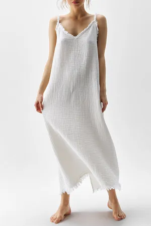 Casual Living Solid Tassel V Neck Sling Dresses