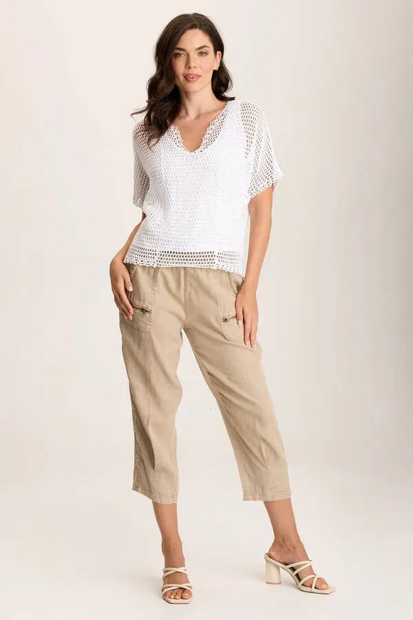 Centre Crochet Tee - White