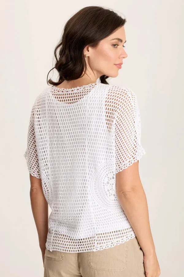 Centre Crochet Tee - White