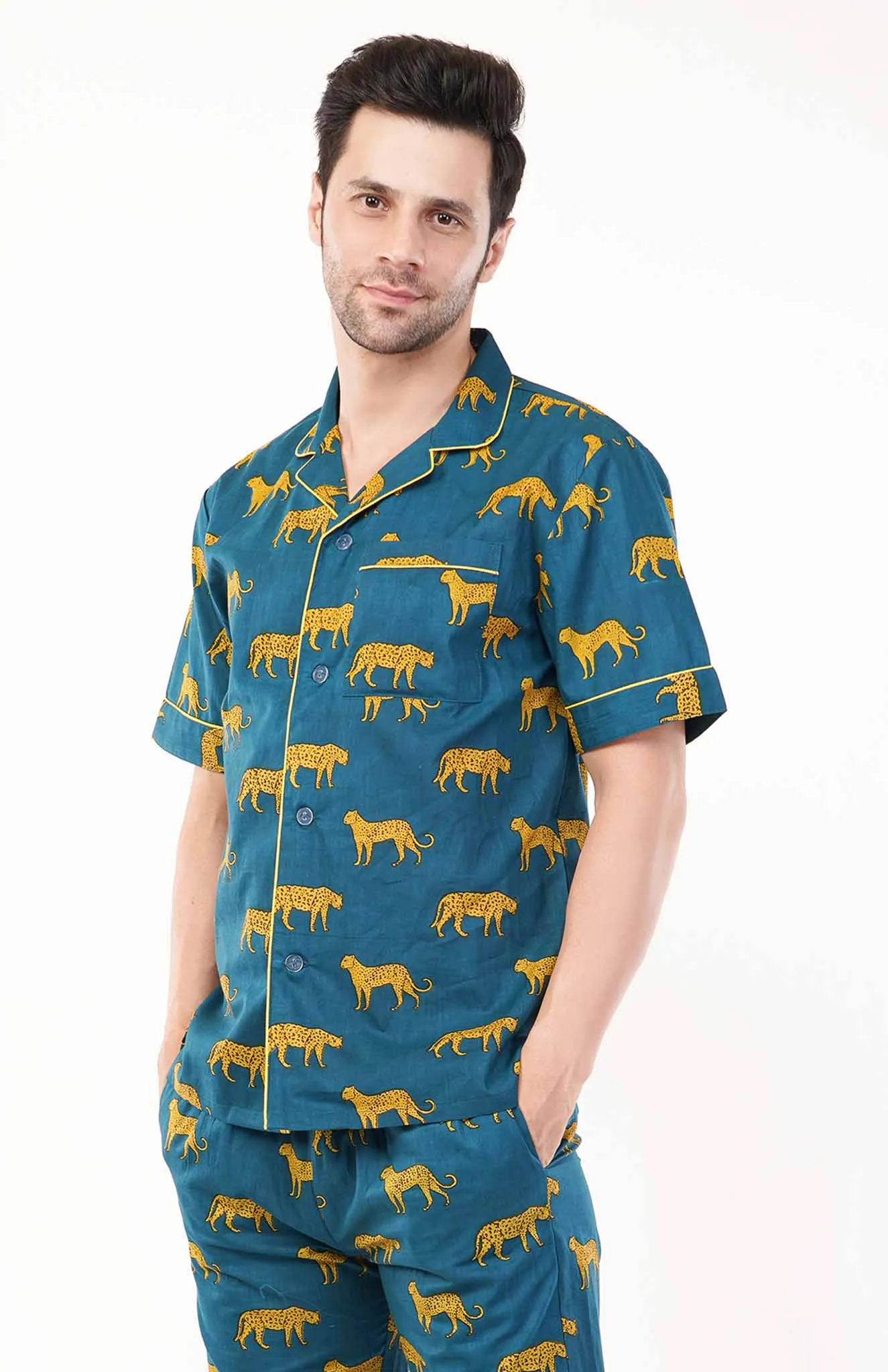 Cobalt Blue Panther | Cotton Loungewear Set