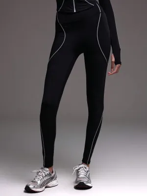 Contrast Piping High-Waist Sports Leggings – Stylish & Comfortable