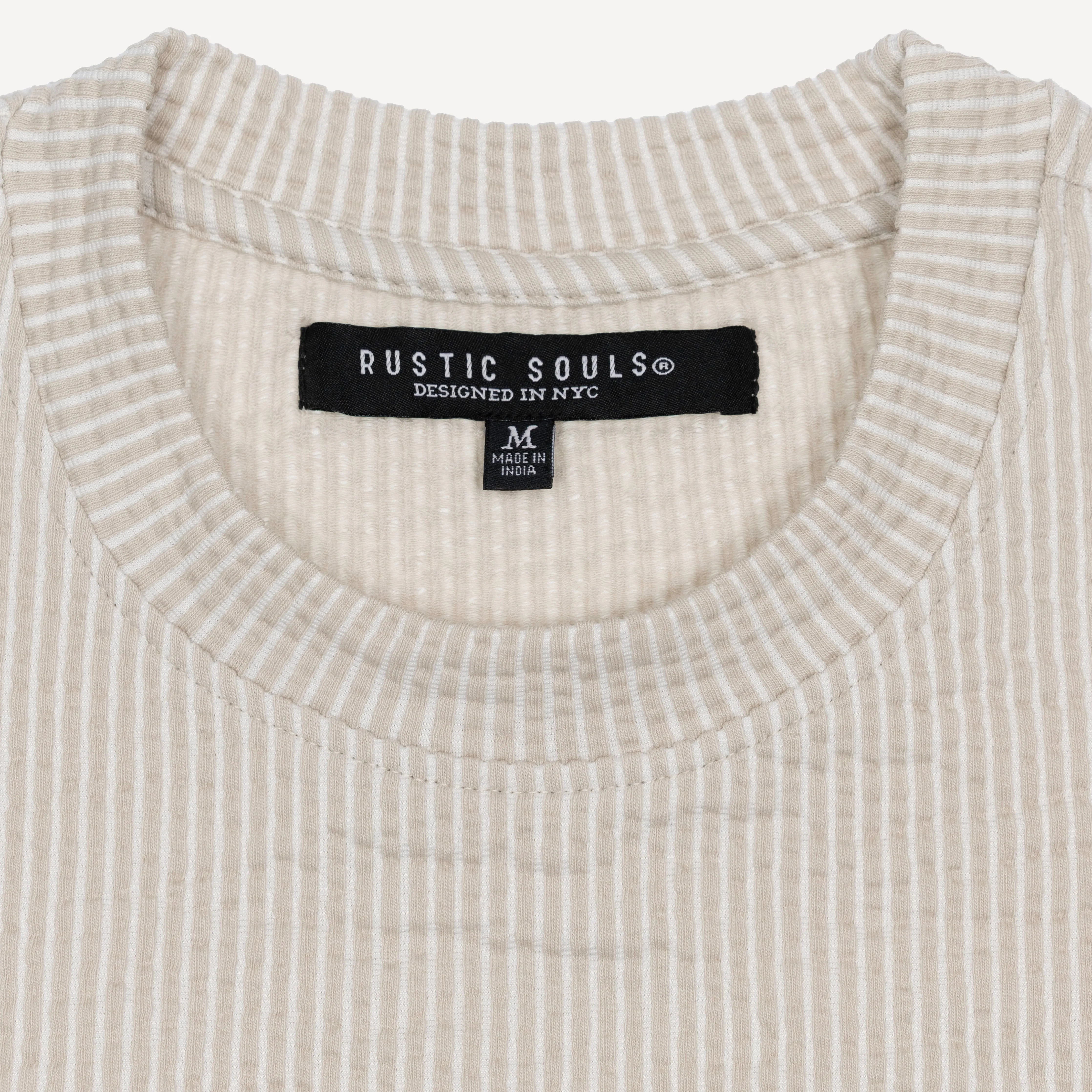 Cool Knit Seersucker Relaxed Tee - Pumice Stone / White Stripe