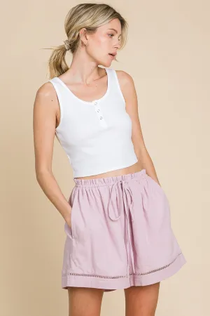 Cotton Bleu Drawstring Shorts