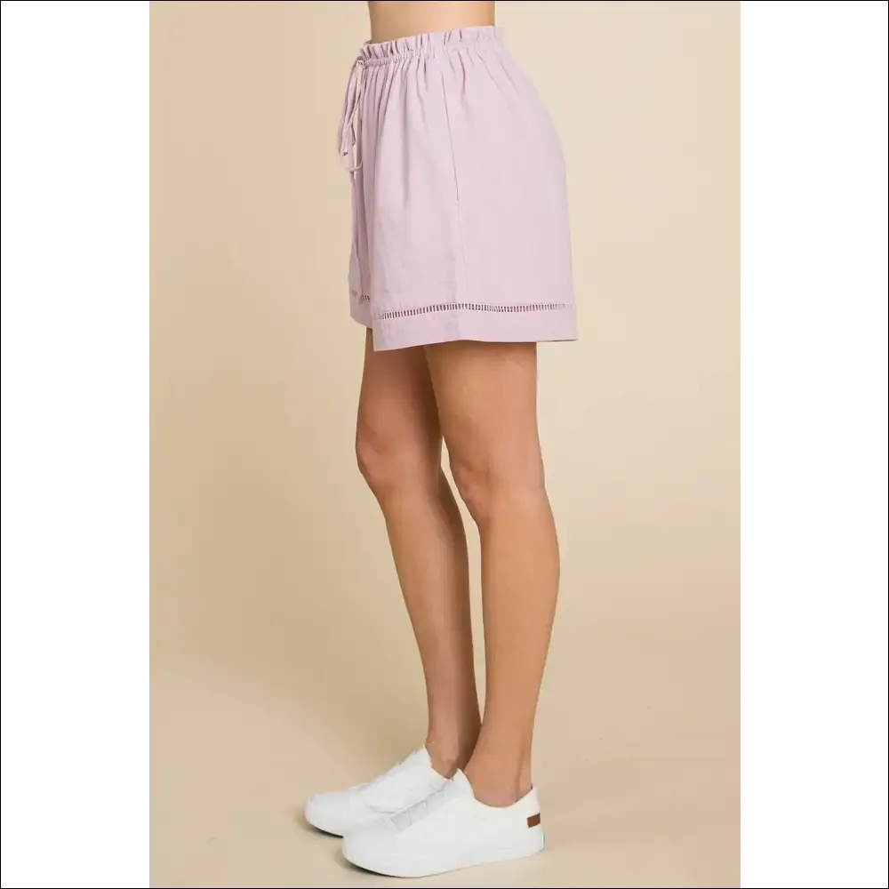 Cotton Bleu High Waist Drawstring Shorts