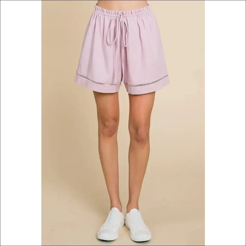 Cotton Bleu High Waist Drawstring Shorts