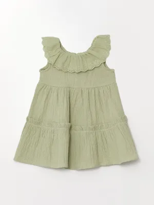 Crew Neck Short Sleeve Embroidered Baby Girl Dress