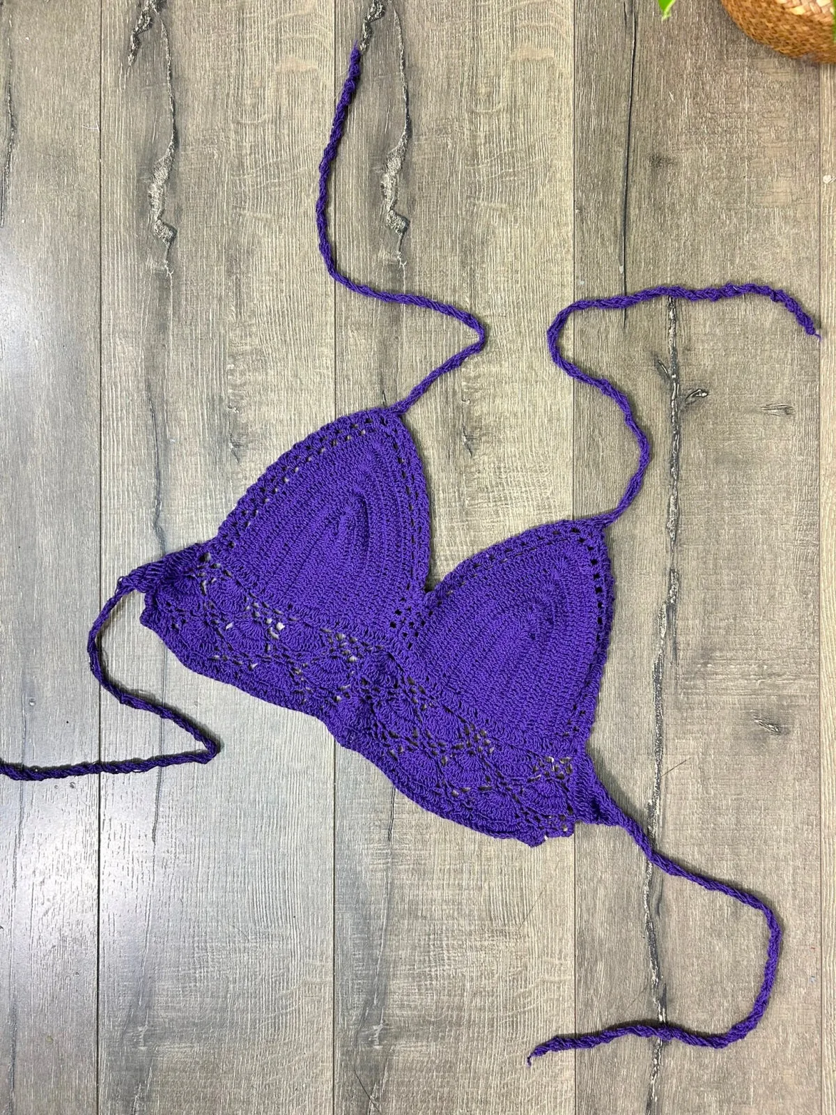 Crochet Cropped Halter Neck Top