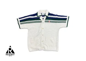 Crochet Effect Tennis Shirt "White/Green"