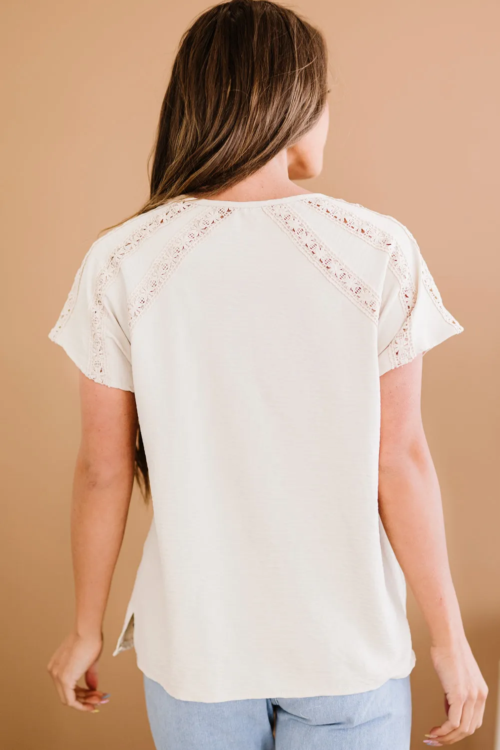 CROCHET EYELET BUTTONED TOP
