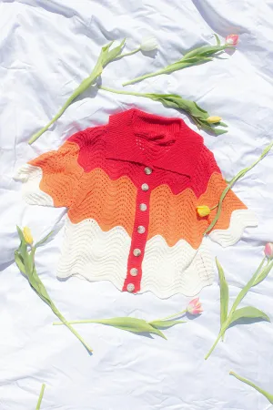 Crochet Style Wavy Pattern Peter Pan Collar Top