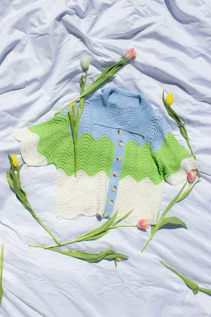 Crochet Style Wavy Pattern Peter Pan Collar Top