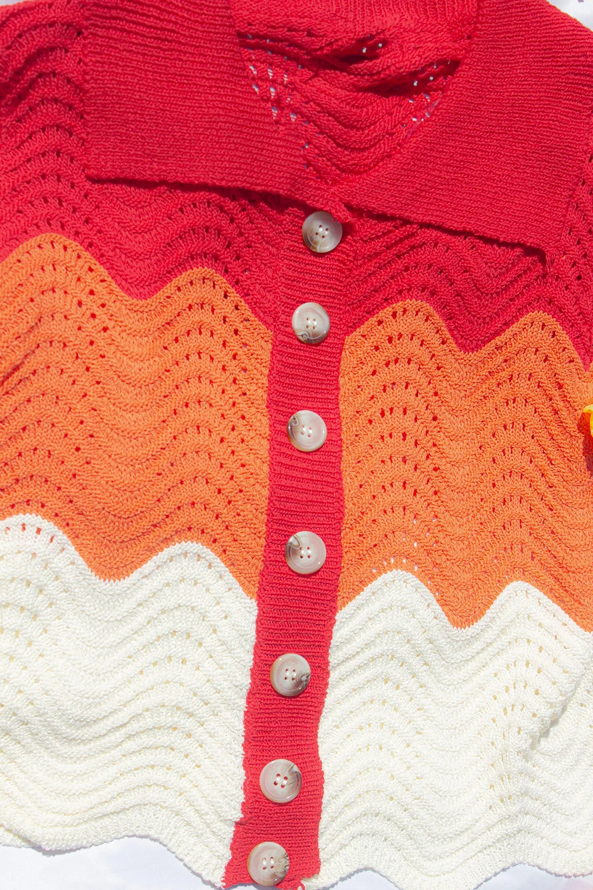 Crochet Style Wavy Pattern Peter Pan Collar Top