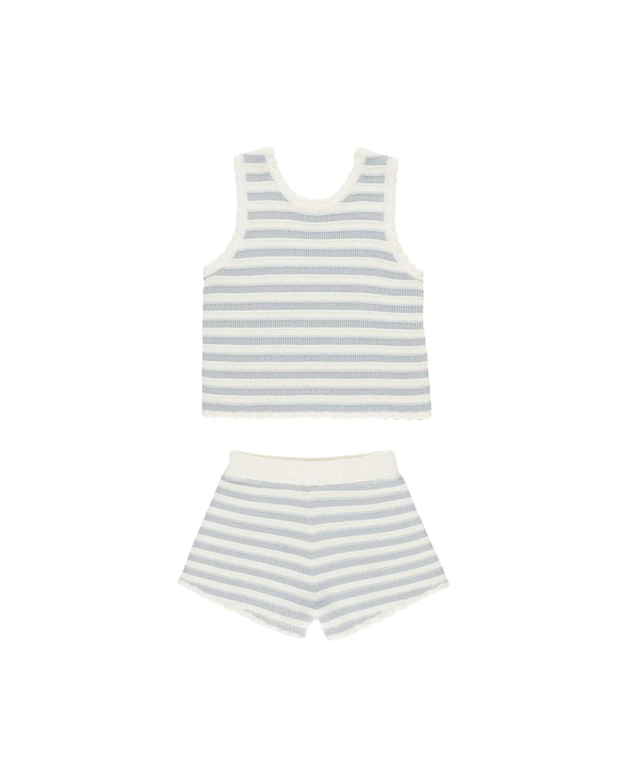Crochet Tank Set || Blue Stripe