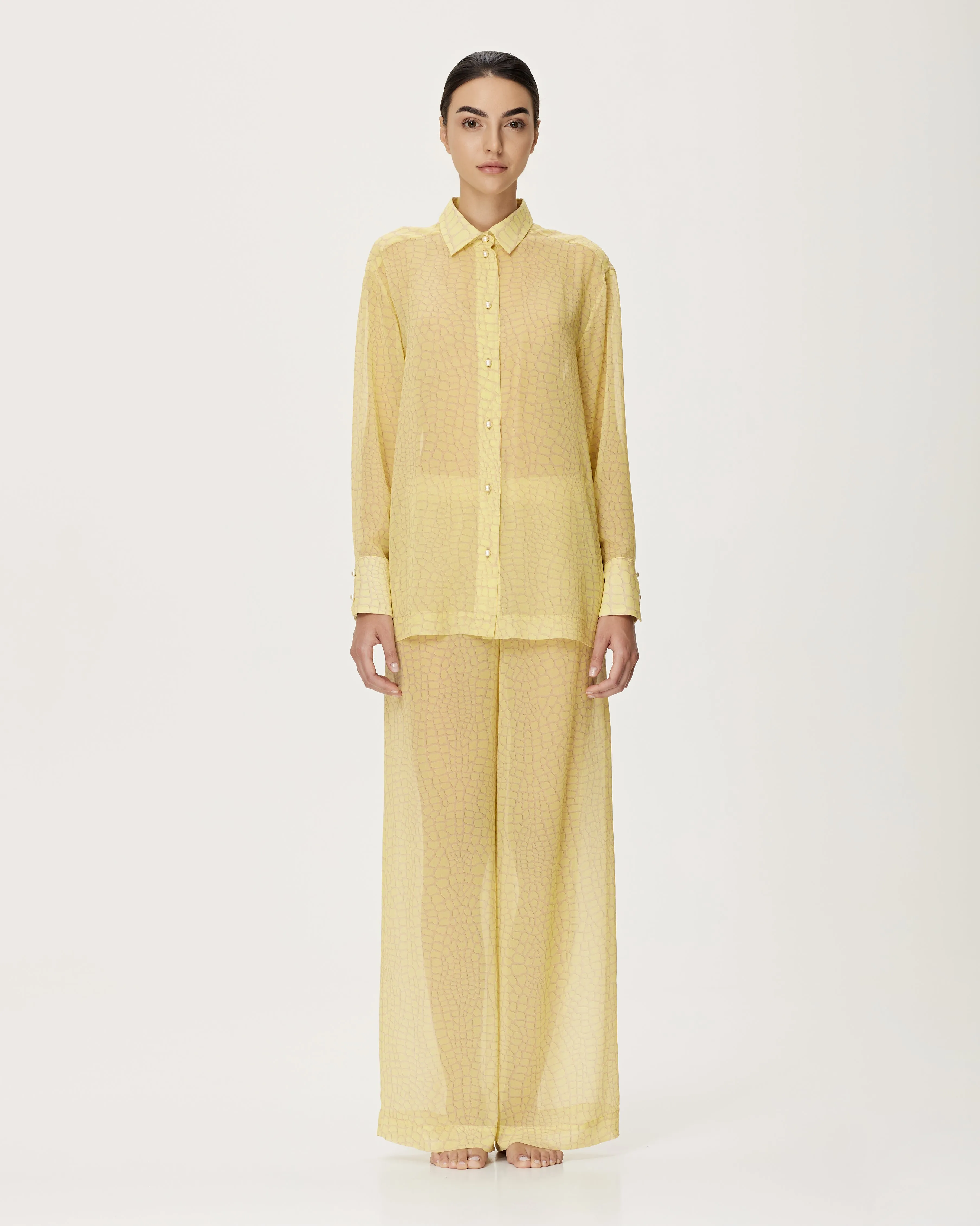 Croco Print Silk Georgette Shirt