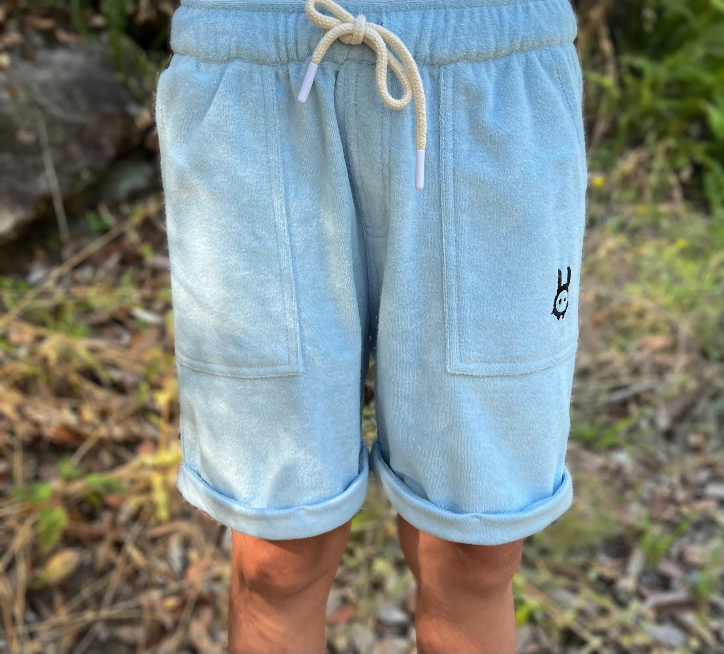 Cuffed French Terry Shorts in Sky