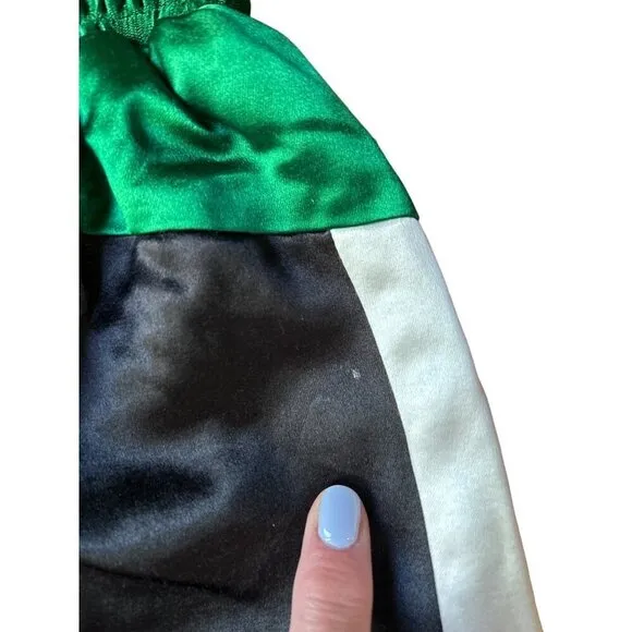 Cynthia Rowley Satin Colorblock Track Shorts Black Green Womens Size Small