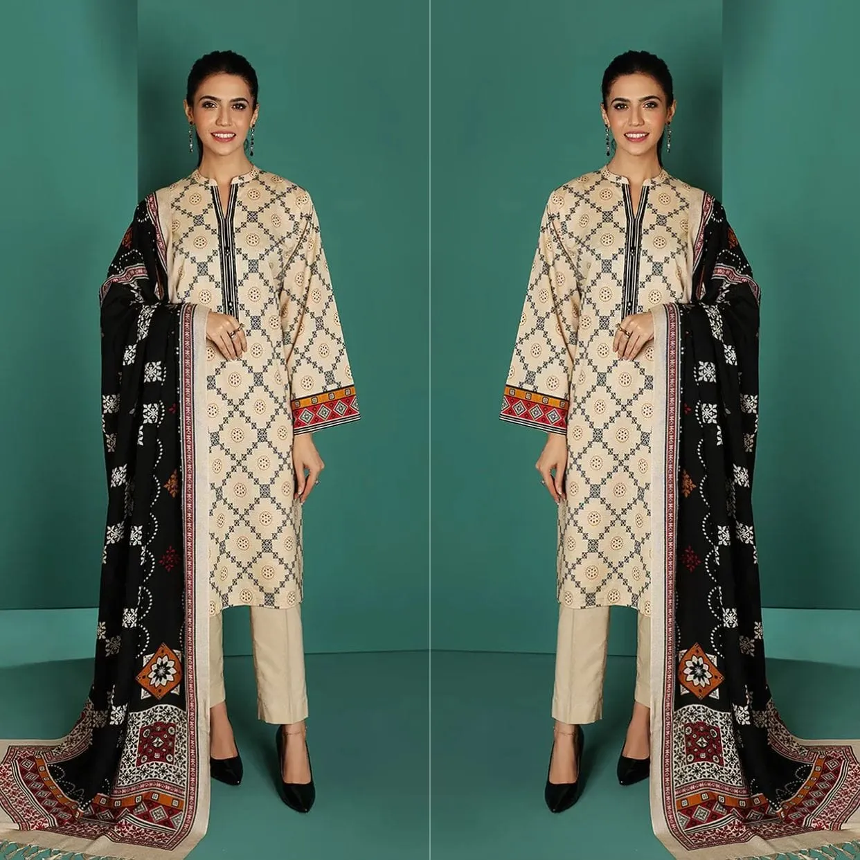 D-541 Skin  Dhanak Embroidered 3pc Wt