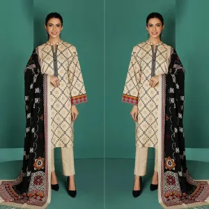 D-541 Skin  Dhanak Embroidered 3pc Wt