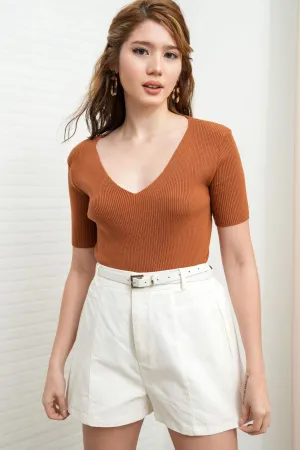 DARCY Tailored High Waist Belted Shorts (White)