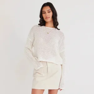 Dawn Crochet Knit Jumper -  Ivory