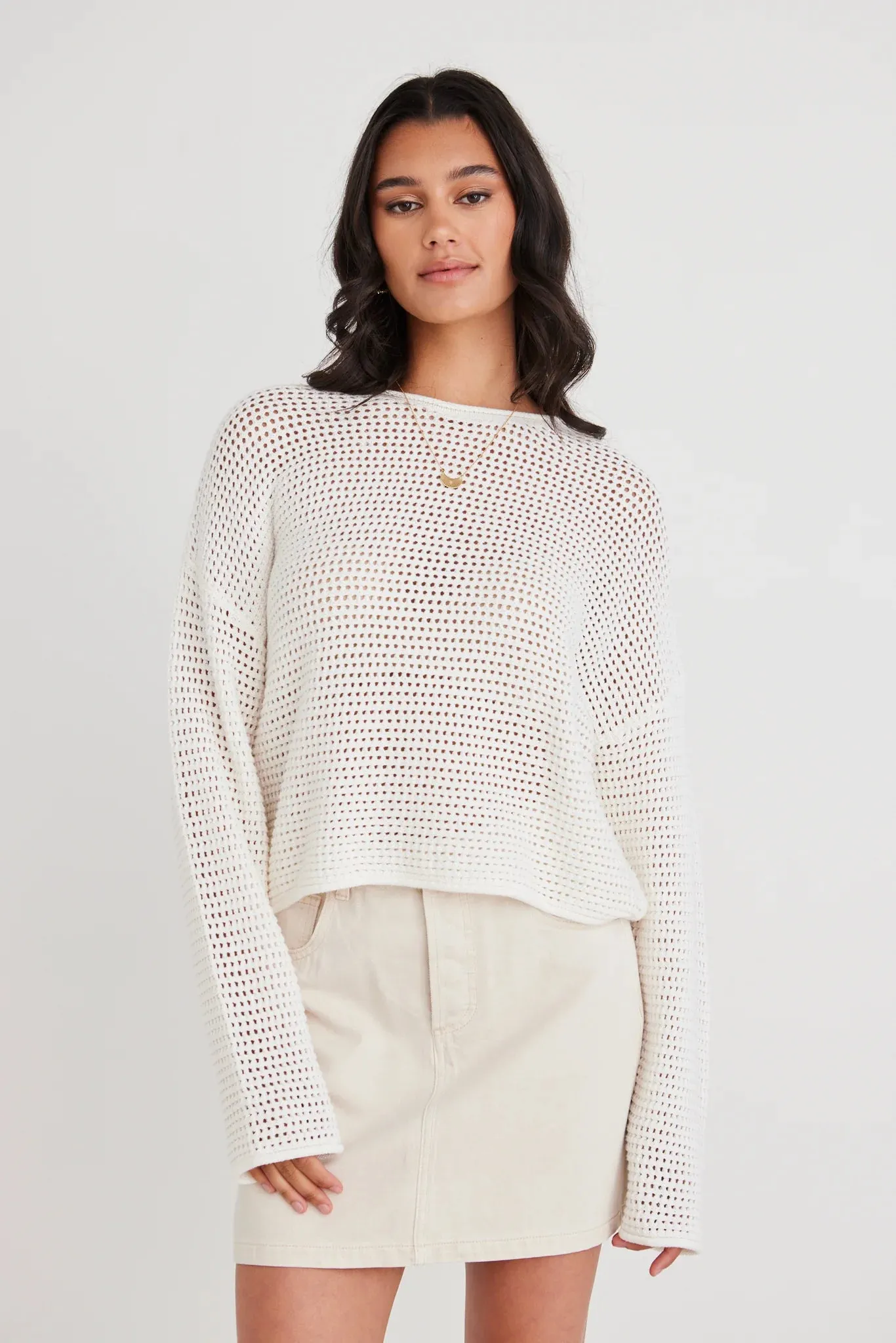 Dawn Crochet Knit Jumper -  Ivory
