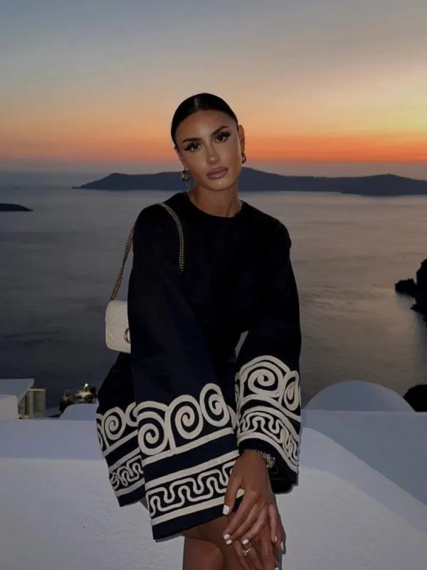 Deborah® | Embroidered long sleeve dress