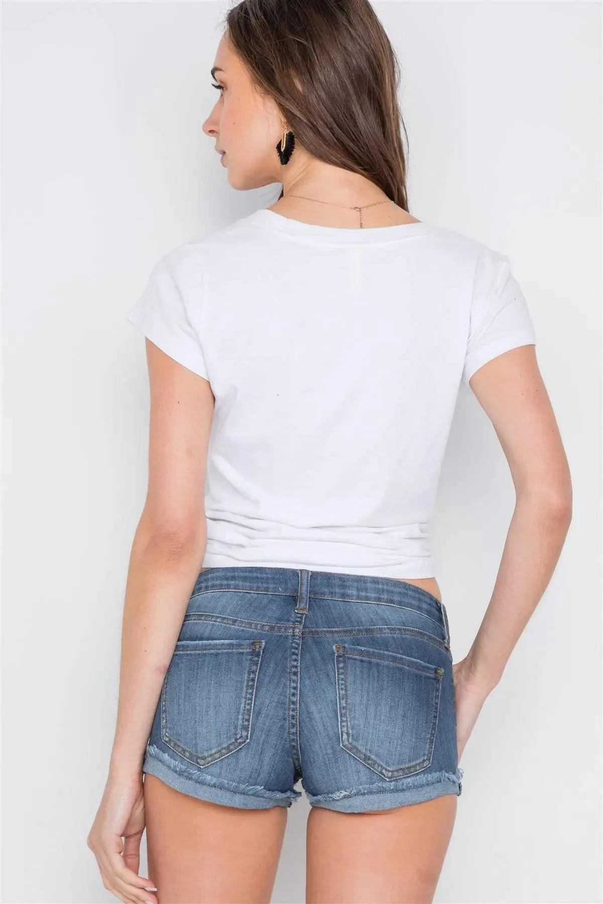 Denim Low-Rise Button Fly Shorts /2-2-1-1-2-3-2-1-1-1-2