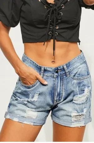 Destructed Boyfriend Shorts