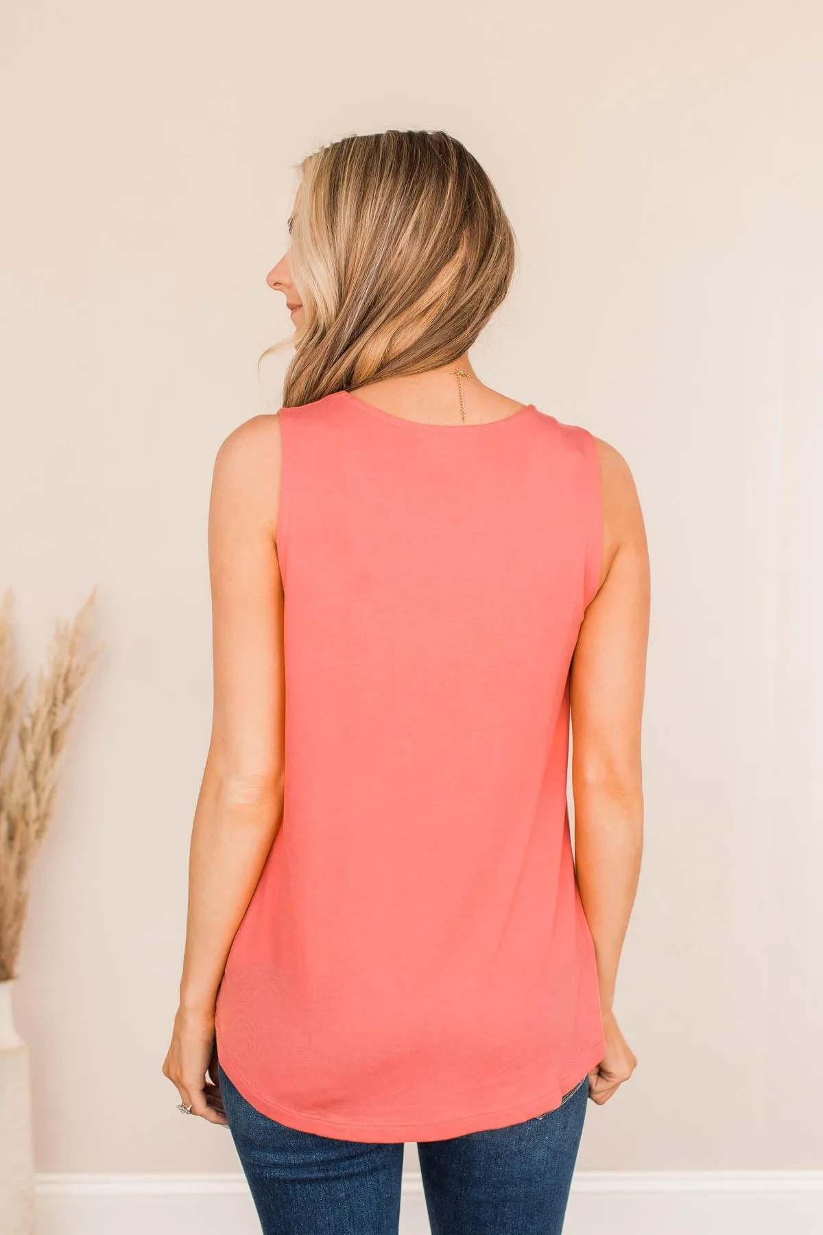 Devoted Darling Knit Tank Top- Coral