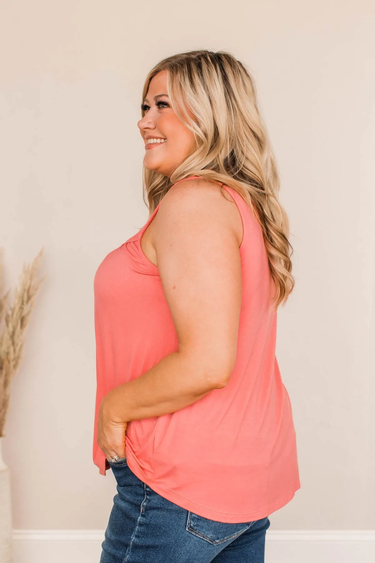 Devoted Darling Knit Tank Top- Coral