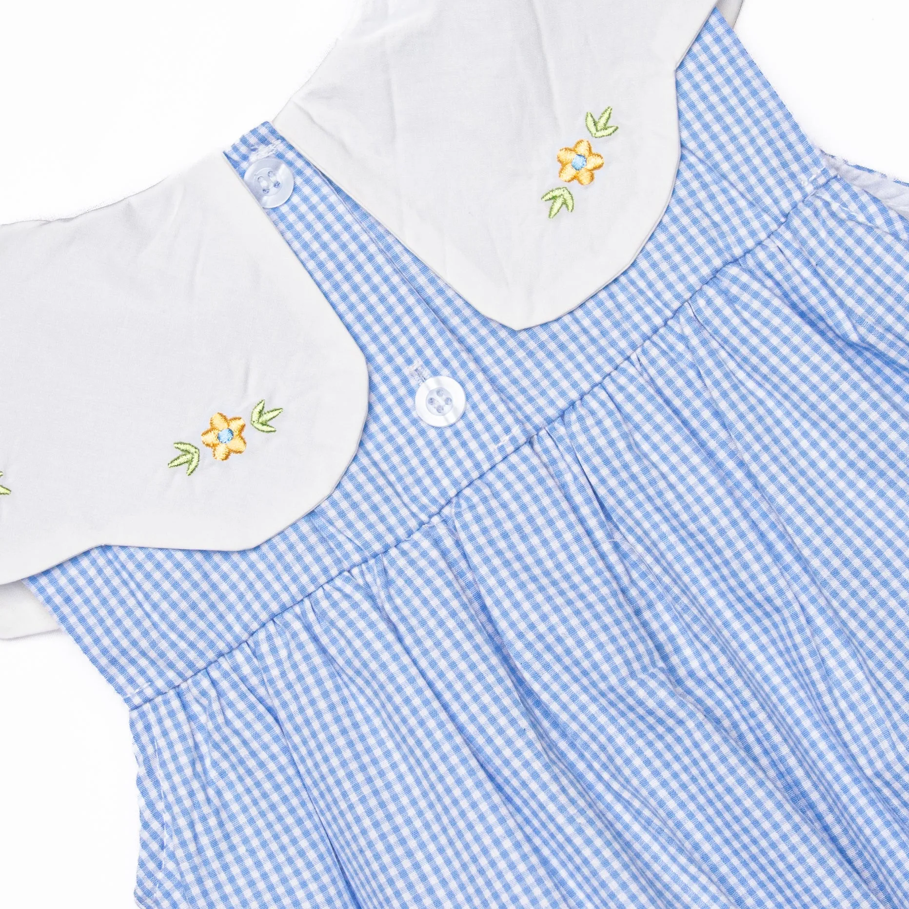 Dew Drop Daisies Embroidered Dress, Blue