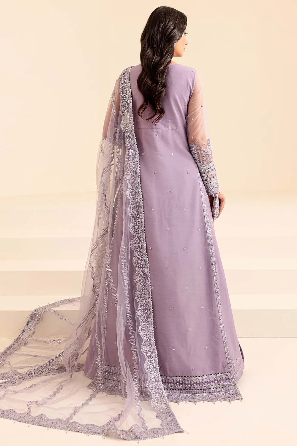 Elegant Lilac Shade Embroidered Pakistani Wedding Wear Gown Pishwas