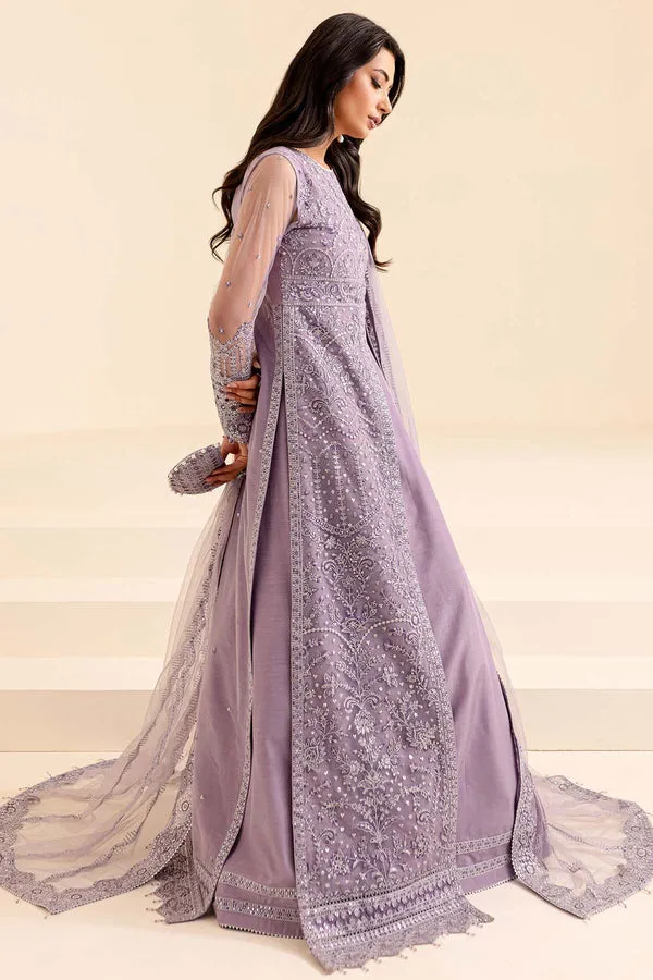 Elegant Lilac Shade Embroidered Pakistani Wedding Wear Gown Pishwas
