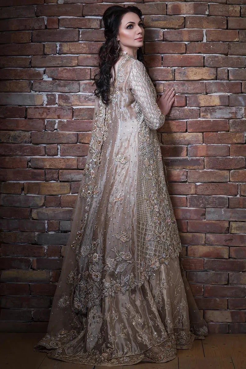Elegant Pakistani bridal lehnga outfit in copper color # B3315