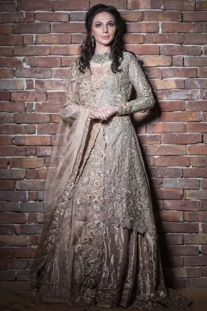 Elegant Pakistani bridal lehnga outfit in copper color # B3315