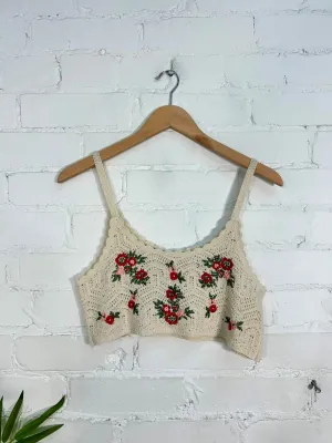 Embroidered Cropped Vest