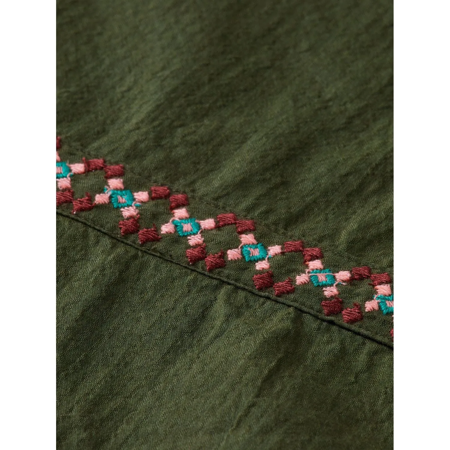 Embroidered Kaftan Dress - Seaweed Green