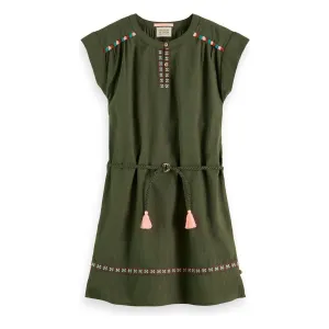 Embroidered Kaftan Dress - Seaweed Green