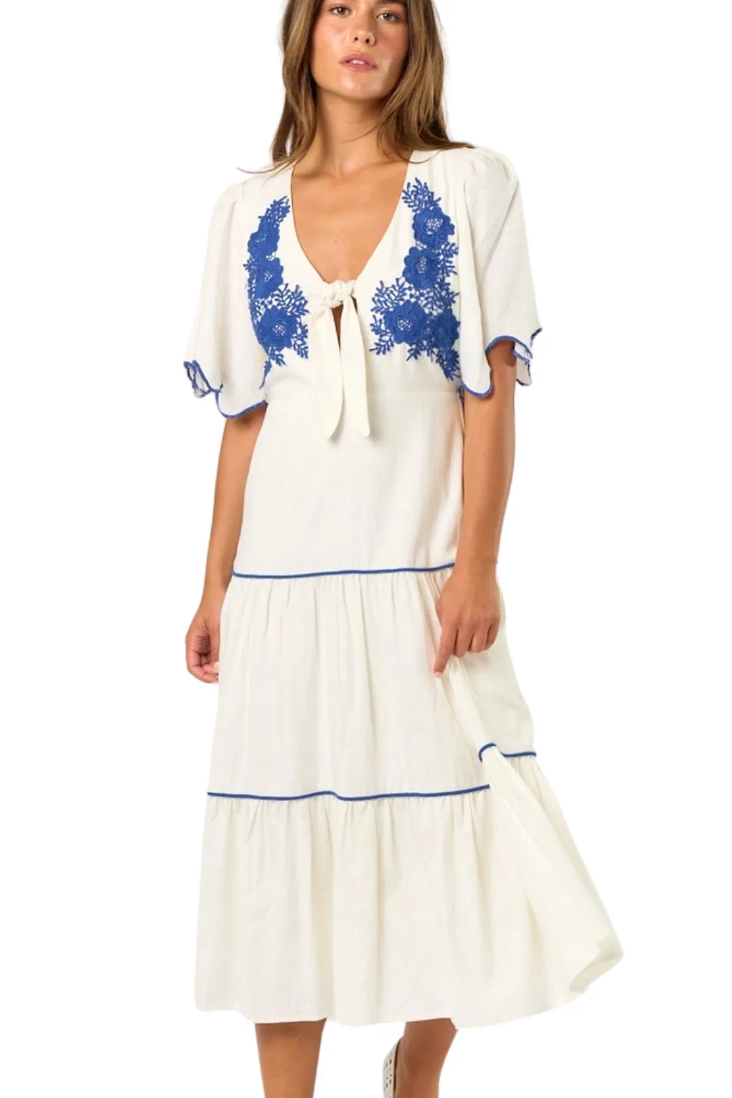 Embroidered Midi Dress