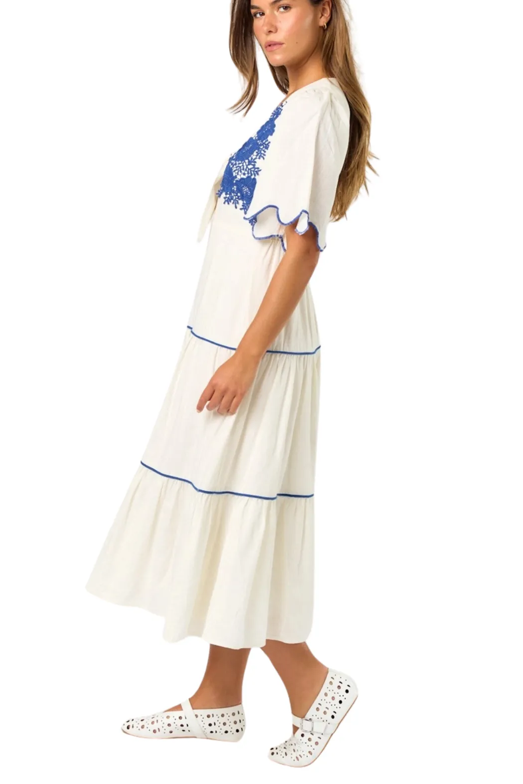 Embroidered Midi Dress