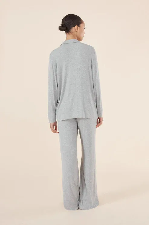 Emilia Ribbed Lounge PJ Set - Grey